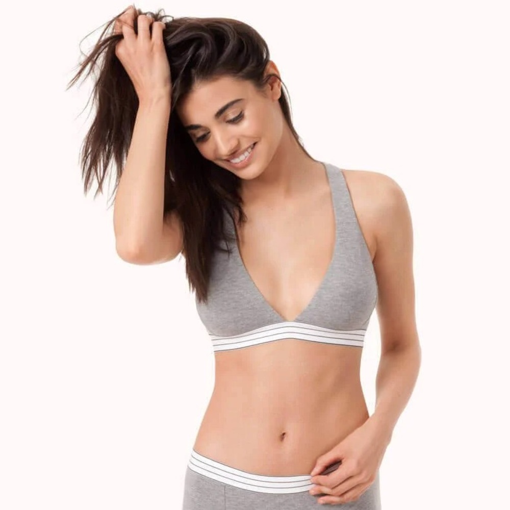 LIVELY cross back bralette — gray, size M